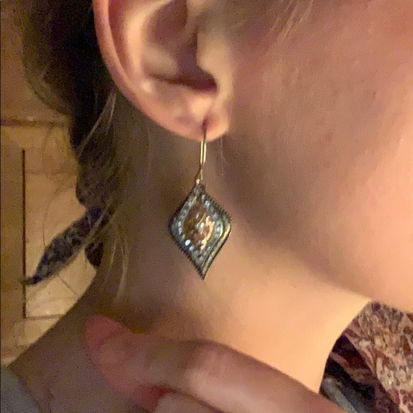 Turkish Jewelry SET 925s Topaz Rose gold Paisley earrings Cottagecore - Picture 7 of 7